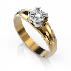 Золотое кольцо с бриллиантом "Amelia", уточнюйте, 1Кр57-0,08-3/5, Белый