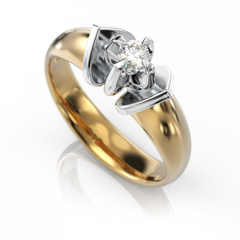 Золотое кольцо с бриллиантом "Wonderful", уточнюйте, 1Кр57-0.08-4/4, Белый