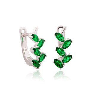 Серебряные серьги "Bertille", Изумрудный, Зеленый