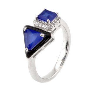 Серебряное кольцо с синими фианитами K11723с, уточнюйте