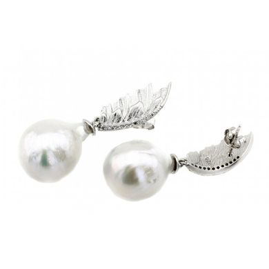 Срібні сережки с барочним жемчугом