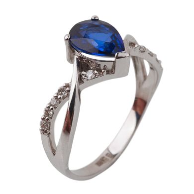 Золотое кольцо с сапфирами и бриллиантами RO06606, уточнюйте, Белый-Синий
