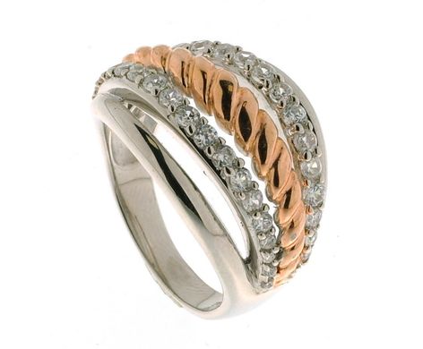 Фото Серебряное кольцо в позолоте с цирконами 155297А