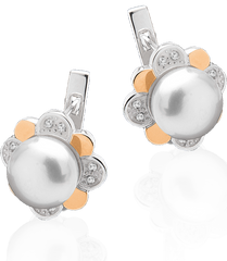 Срібні жіночі сережки "Magnolia", Білий