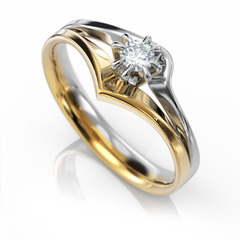 Золотое кольцо с бриллиантом "Renaissance", уточнюйте, 1Кр57-0.11-4/4, Белый