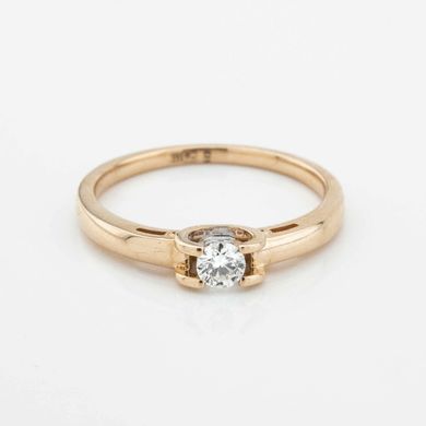 Золотое кольцо с бриллиантом RO11513, уточнюйте, Діамант: 1 круг, чистота 4,цвет 3, 0,17 карат