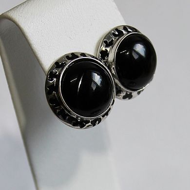 Срібні сережки "Camilla Onix Black", Черный, Чорний