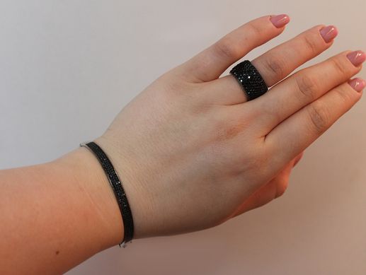 Серебряное кольцо "Leona Black", Черный, 15, Черный
