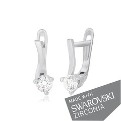 Срібні сережки з цирконієм SWAROVSKI ZIRCONIA С2С / 091А
