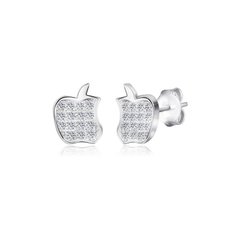 Срібні сережки-пусети Яблочки з фіанітами, Білий, Білий