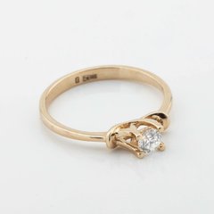 Золотое кольцо с бриллиантом RO11510, уточнюйте, Діамант: 1 круг,чистота 4,цвет 3, 0,21 карат