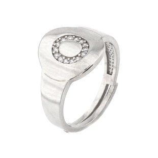 Серебряное кольцо с буквой "O" (c фианитами) K11584, 17,5 размер, уточнюйте