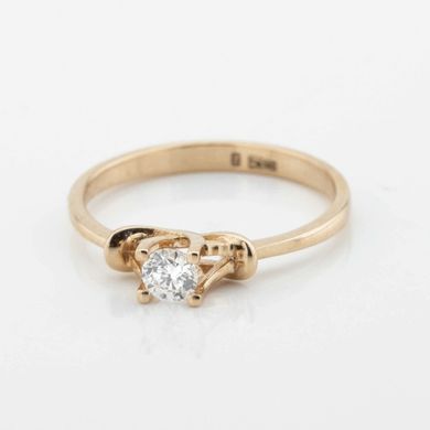 Золотое кольцо с бриллиантом RO11510, уточнюйте, Діамант: 1 круг,чистота 4,цвет 3, 0,21 карат