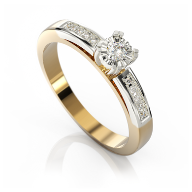 Золотое кольцо с бриллиантами "Joanna", уточнюйте, 10Кр57-0.06-4/4; 1Кр57-0.03-4/4, Белый