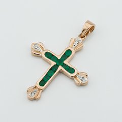 Золотой крестик с изумрудами и бриллиантами П-133-0058