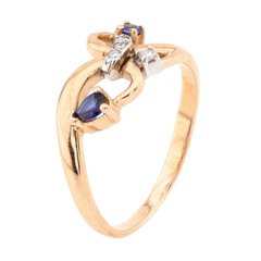 Фото Золотое кольцо с сапфирами и бриллиантами YZ30599