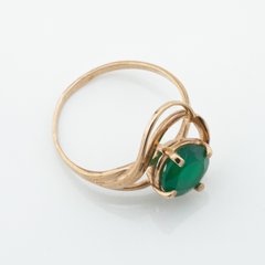 Фото Золотое кольцо с зеленым ониксом 11501go