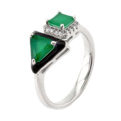 Серебряное кольцо с зелеными фианитами K11723з, уточнюйте
