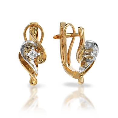 Золотые серьги с бриллиантами "Weave", 2Кр57-0.09-4/4, Белый