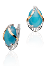 Серебряные женские серьги "Lily", Голубой