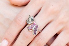 Серебряное кольцо с бабочками СК11057, уточнюйте