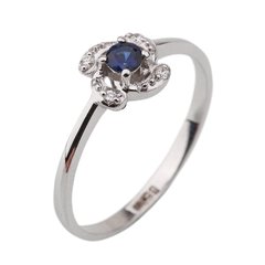 Золотое кольцо с сапфиром и бриллиантами RO08386, уточнюйте, Белый-Синий