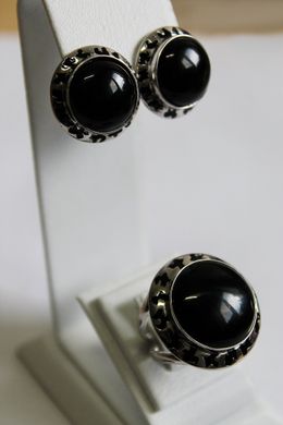 Серебряное кольцо "Camilla Onix Black", Черный, 15, Черный