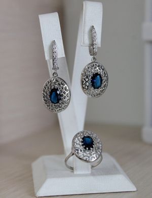 Срібні сережки "Ionika Blue", Білий-Синій, Білий-Синій