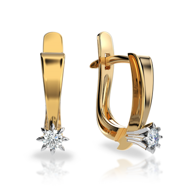 Золотые серьги с бриллиантами "Isabella", 2Кр57-0.12-4/4, Белый