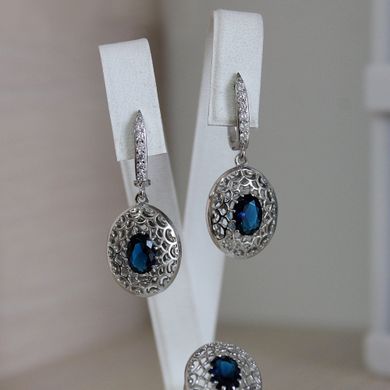 Срібні сережки "Ionika Blue", Білий-Синій, Білий-Синій