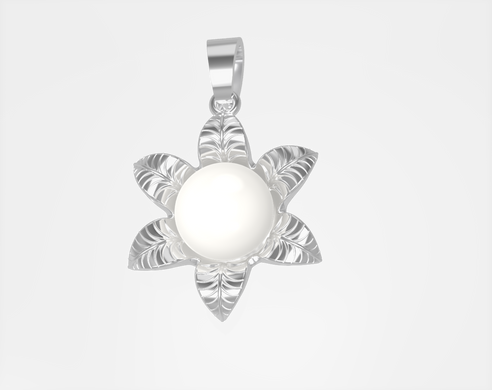 Серебряная подвеска "Flower", Белый