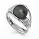 Золотое кольцо с жемчугом и бриллиантами "Dalliance", уточнюйте, 6Кр57-0,05-1/4; 1Перлина культ.(морська Таіті), Черный