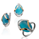 Серебряные женские серьги "Lily", Голубой
