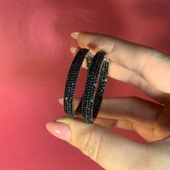 Серебряные женские серьги кольца "Вlack Saturn", Черный, Черный