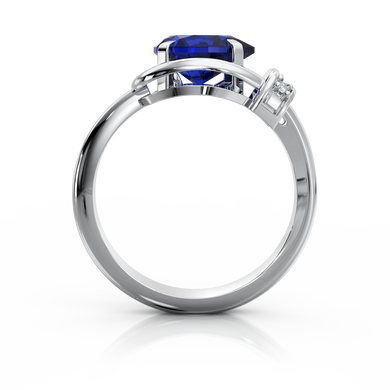 Золотое кольцо с сапфиром и бриллиантами "Rachel", уточнюйте, 3Кр57-0.02-4/4; 1Сапфір-1.41-3/II, Синий