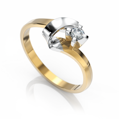 Золотое кольцо с бриллиантом "Yvonne", уточнюйте, 1Кр57-0.11-4/4, Белый