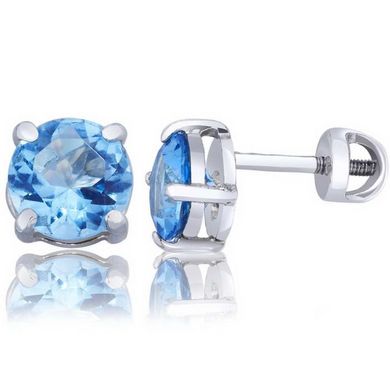 Срібні сережки-гвоздики з фіанітами 72301, Блакитний, Блакитний