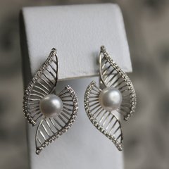 Срібні сережки з перлами "Pearl", Білий, Білий