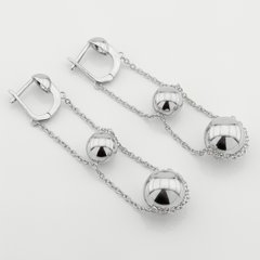Срібні сережки Кульки на ланцюжку