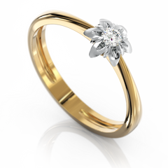 Золотое кольцо с бриллиантом "Fiona", уточнюйте, 1Кр57-0.06-4/4, Белый