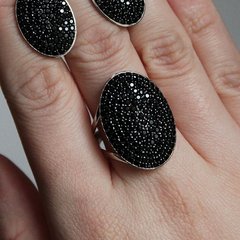 Серебряное кольцо "Iren Black", Черный, 15, Черный