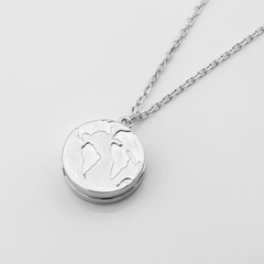 Срібний медальйон планетаЗемля для фото на ланцюжку