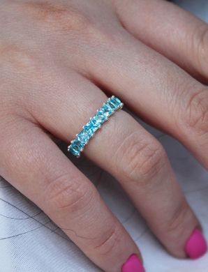 Серебряное кольцо с фианитами "Luxurious Blue", уточнюйте, Голубой