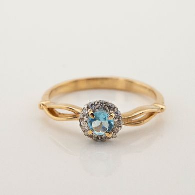 Золотое кольцо с синт. топазом и фианитами 11928top, 18,5 размер, уточнюйте