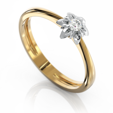Золотое кольцо с бриллиантом "Fiona", уточнюйте, 1Кр57-0.06-4/4, Белый
