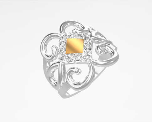 Серебряное женское кольцо "Rhombus", уточнюйте, Белый