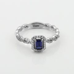 Золотое кольцо с сапфиром и бриллиантами ar024y, 18,5 размер, уточнюйте