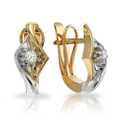 Золотые серьги с бриллиантами "Renaissance", 2Кр57-0.12-4/4, Белый