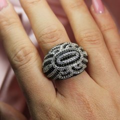 Серебряное женское кольцо "Serenade", Белый-Черный, уточнюйте, Белый-Черный