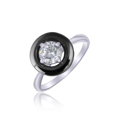 Серебряное кольцо с1041ч, уточнюйте, Белый-Черный